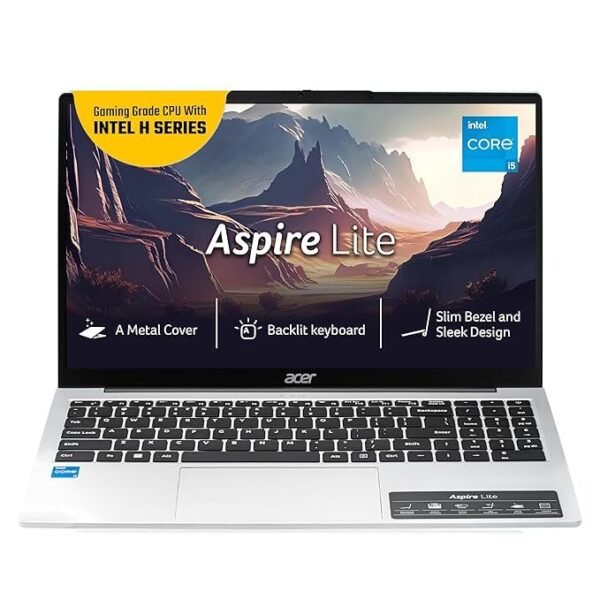acer Aspire Lite, 12th gen, Intel Core i5-12450H Processor, 16 GB, 512GB, 15.6"/39.62 cm, Windows 11 Home, MSO, Pure Silver, 1.70 kg, AL15-52H, Backlit Keyboard