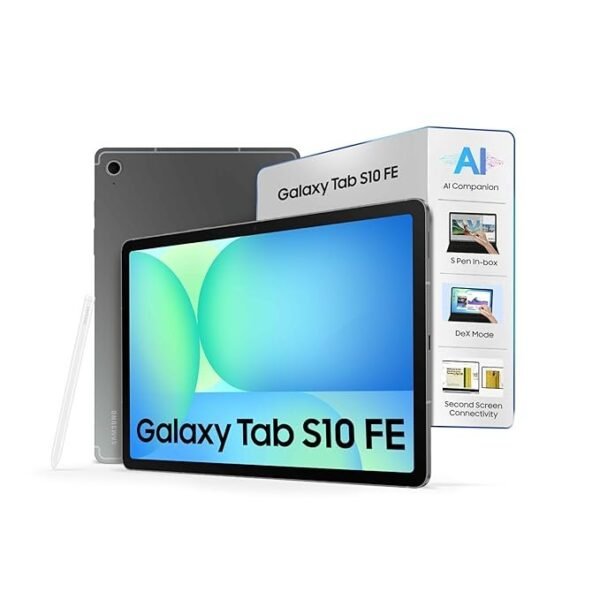 Samsung Galaxy Tab S10 FE, S Pen in-Box, 27.7 cm (10.9 inch) Display, AI Writing, Desktop Mode, Pre Loaded Pro Apps, 8 GB RAM, 128 GB Storage, Wi-Fi Tablet, Gray