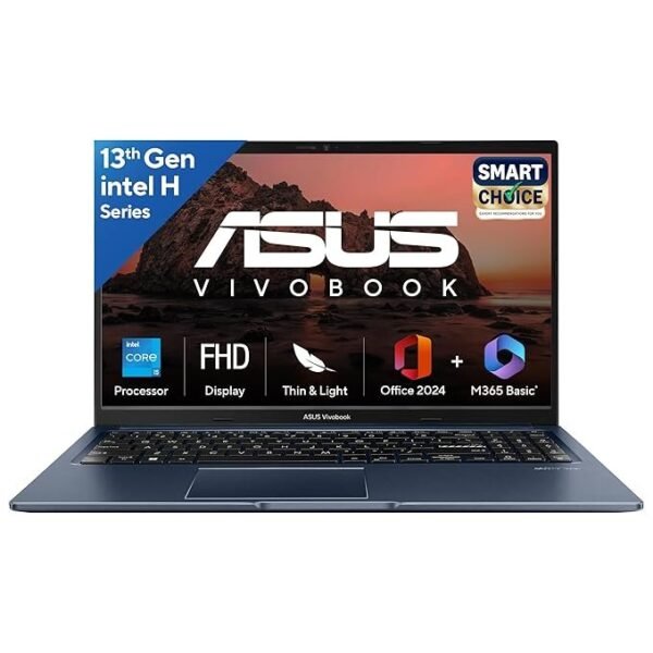 ASUS Vivobook 15, Smartchoice,Intel Core i5 13th Gen 13420H,16GB RAM, 512GB SSD, FHD 15.6",Windows 11, Office Home 2024, Quiet Blue, 1.70 kg, X1502VA-BQ836WS,Intel UHD iGPU, M365 Basic (1Year)* Laptop