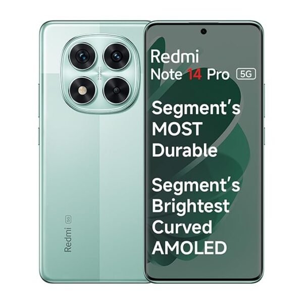 Redmi Note 14 Pro 5G Ivy Green 8GB RAM 256GB Storage|50 MP Sony Camera Setup|Corning Gorilla Glass Victus 2 | 1.5K 3D Curved AMOLED | Mediatek Dimensity 7300- Ultra