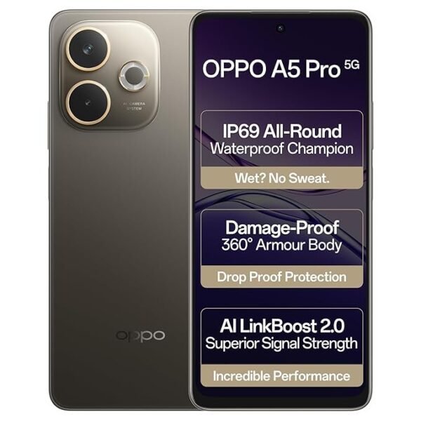 OPPO A5 Pro 5G (Mocha Brown, 8GB RAM, 256GB Storage)|6.67” HD+ 120Hz Refresh Rate Screen | 45W SUPERVOOC|with No Cost EMI/Additional Exchange Offers