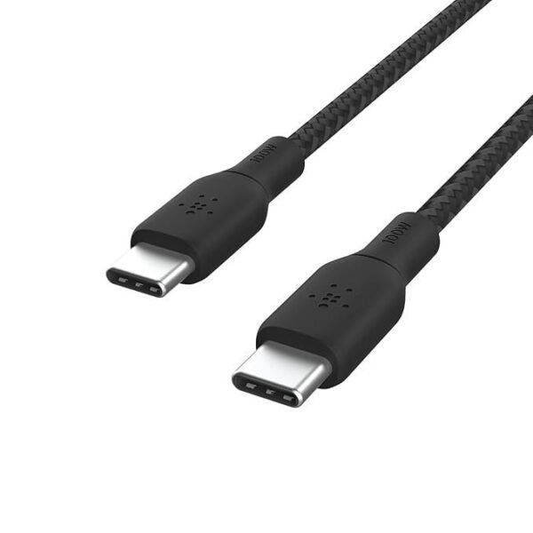 Belkin USB-C to USB-C Braided Cable – 6.6ft (2M), 100W PD Fast Charge & Sync